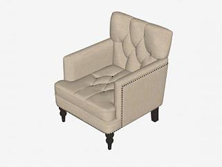 棕色沙发椅软垫座椅SU模型下载_sketchup草图大师SKP模型