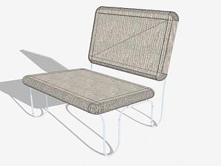 躺椅质地灰色单椅SU模型下载_sketchup草图大师SKP模型