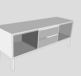 宜家简约白色电视柜SU模型下载_sketchup草图大师SKP模型