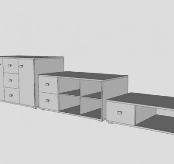 木制房间的白色电视柜SU模型下载_sketchup草图大师SKP模型