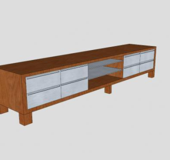 雅致实木电视柜SU模型下载_sketchup草图大师SKP模型