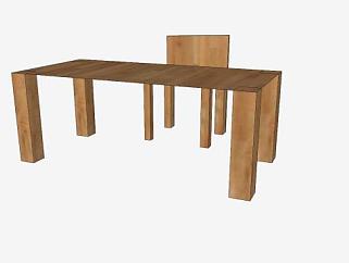 实木座椅<em>木制桌椅</em>SU模型下载_sketchup草图大师SKP模型
