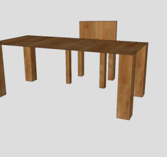 实木座椅木制桌椅SU模型下载_sketchup草图大师SKP模型