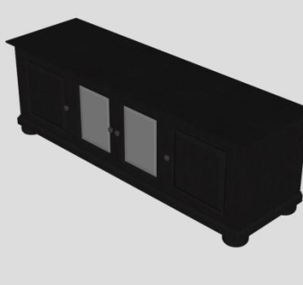 硬木黑色电视柜SU模型下载_sketchup草图大师SKP模型