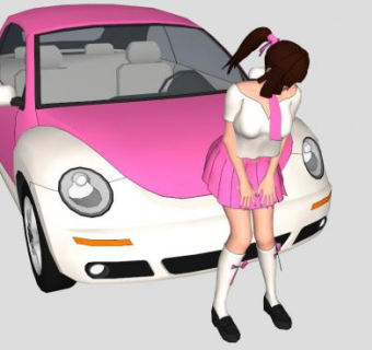 大众汽车新甲 壳虫SU模型+美女模特_su模型下载 草图大师模型_SKP模型