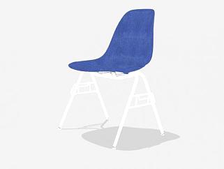 休闲座椅蓝色壳侧椅SU模型下载_sketchup草图大师SKP模型