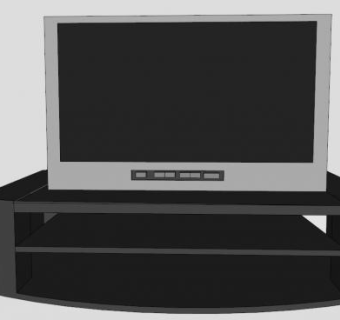 黑色电视柜上有灰色电视机SU模型下载_sketchup草图大师SKP模型