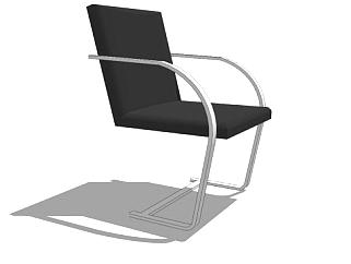 布艺扶手椅黑色座椅SU模型下载_sketchup草图大师SKP模型