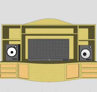 黄色简欧电视柜SU模型下载_sketchup草图大师SKP模型