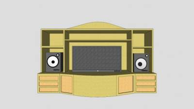 黄色简欧电视柜SU模型下载_sketchup草图大师SKP模型