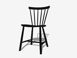 实木黑色座椅SU模型下载_sketchup草图大师SKP模型