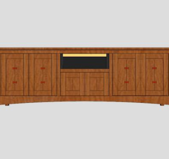 实木带抽屉的电视柜SU模型下载_sketchup草图大师SKP模型