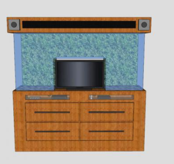 鱼缸电视站SU模型下载_sketchup草图大师SKP模型