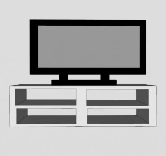 现代简约白色电视柜SU模型下载_sketchup草图大师SKP模型