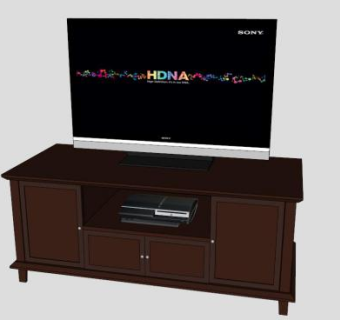 中式深褐色电视柜SU模型下载_sketchup草图大师SKP模型