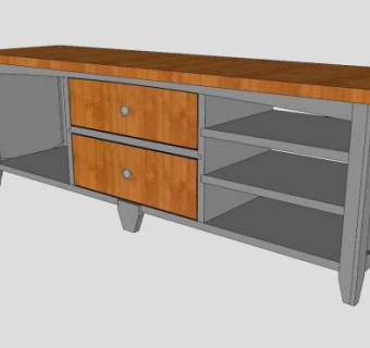 有抽屉的木制电视柜SU模型下载_sketchup草图大师SKP模型