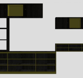 黑色电视长柜SU模型下载_sketchup草图大师SKP模型