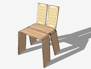 米黄色橡木椅子SU模型下载_sketchup草图大师SKP模型