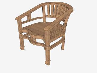 木制椅子扶手椅SU模型下载_sketchup草图大师SKP模型