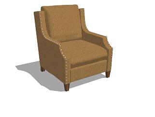 棕色座椅口音椅子SU模型下载_sketchup草图大师SKP模型