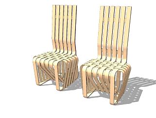 弗兰克·盖里黄色座椅"高粘"椅子SU模型下载_sketchup草图大师SKP模型