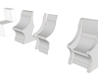 聚丙烯可堆叠式座椅SU模型下载_sketchup草图大师SKP模型