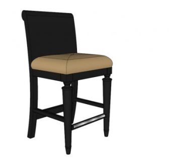 黑色座椅高脚椅SU模型下载_sketchup草图大师SKP模型