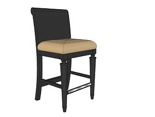 黑色座椅高脚椅SU模型下载_sketchup草图大师SKP模型