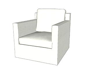 白色单椅<em>俱乐部</em>椅SU模型下载_sketchup草图大师SKP模型