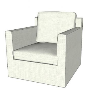 白色单椅俱乐部椅SU模型下载_sketchup草图大师SKP模型