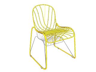 黄色座椅网椅SU模型下载_sketchup草图大师SKP模型