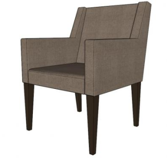 邓巴椅棕色扶手椅SU模型下载_sketchup草图大师SKP模型