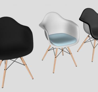 黑白灰塑料扶手椅SU模型下载_sketchup草图大师SKP模型