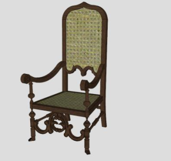 藤椅扶手椅SU模型下载_sketchup草图大师SKP模型