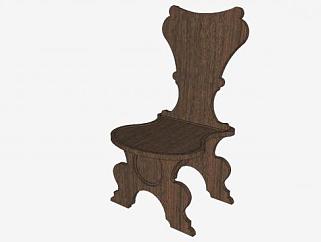 乔治二世实木椅子SU模型下载_sketchup草图大师SKP模型