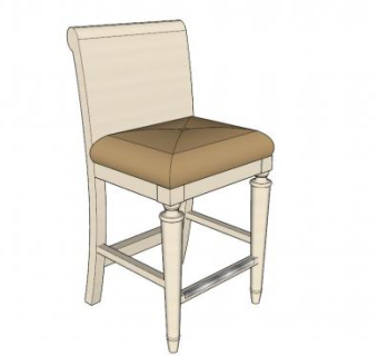 欧式扶手椅工位凳SU模型下载_sketchup草图大师SKP模型