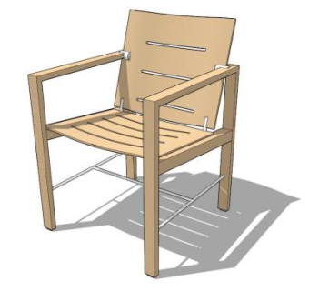 实木扶手椅餐椅SU模型下载_sketchup草图大师SKP模型