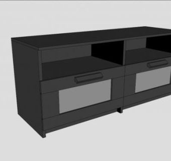 宜家家居电视柜黑色SU模型下载_sketchup草图大师SKP模型