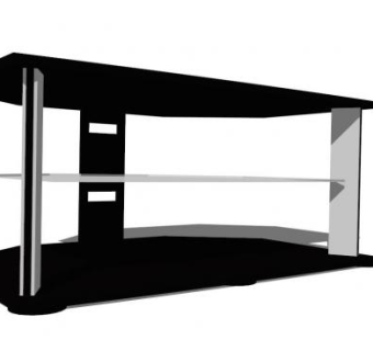 带娱乐系统书架的黑色电视柜SU模型下载_sketchup草图大师SKP模型