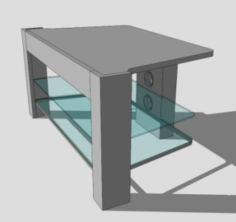 银色玻璃电视柜SU模型下载_sketchup草图大师SKP模型