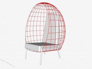 红网椅子休闲座椅SU模型下载_sketchup草图大师SKP模型