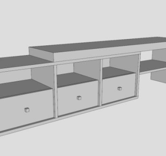 音频白色电视柜SU模型下载_sketchup草图大师SKP模型