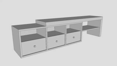 音频白色电视柜SU模型下载_sketchup草图大师SKP模型