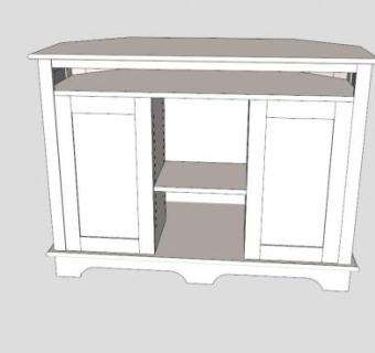 欧式白色电视柜SU模型下载_sketchup草图大师SKP模型