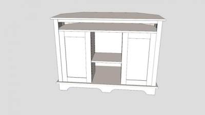 欧式白色电视柜SU模型下载_sketchup草图大师SKP模型