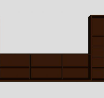 棕褐色现代电视柜SU模型下载_sketchup草图大师SKP模型
