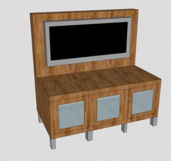 实木玻璃电视柜SU模型下载_sketchup草图大师SKP模型
