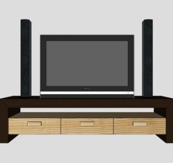 中式风格电视柜SU模型下载_sketchup草图大师SKP模型