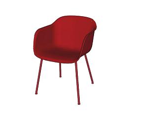红色座椅纤维椅管座SU模型下载_sketchup草图大师SKP模型