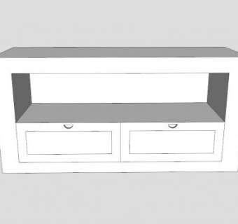 带抽屉的白色电视柜SU模型下载_sketchup草图大师SKP模型
